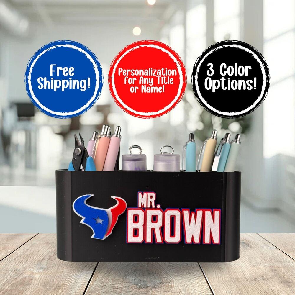 Personalized Houston Texans Desk Organizer, Houston Gift, Office Desk Organizer